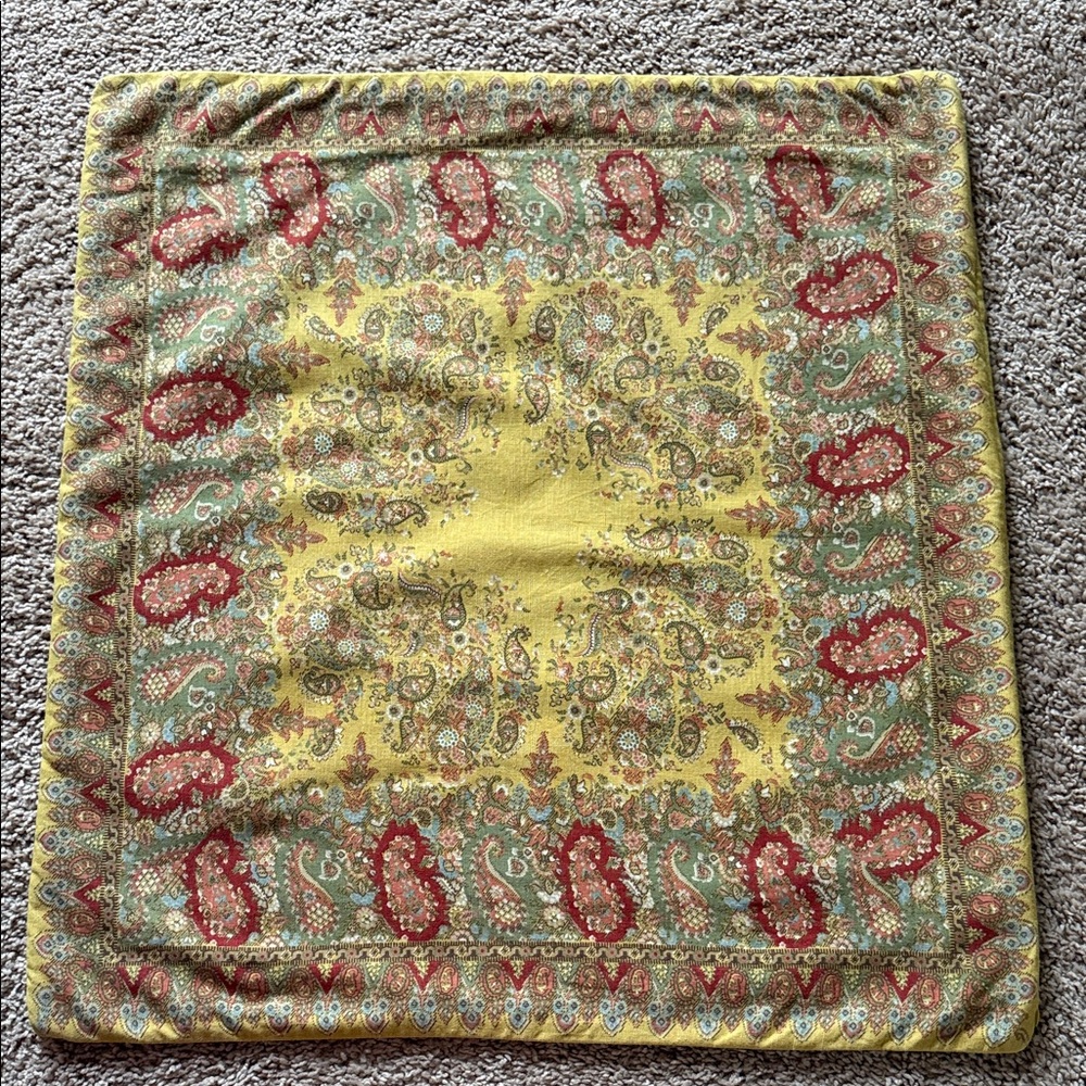 Pottery Barn Yellow and Red Paisley Accent Pillow